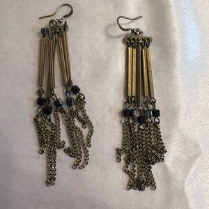 Gold and black drop earrings